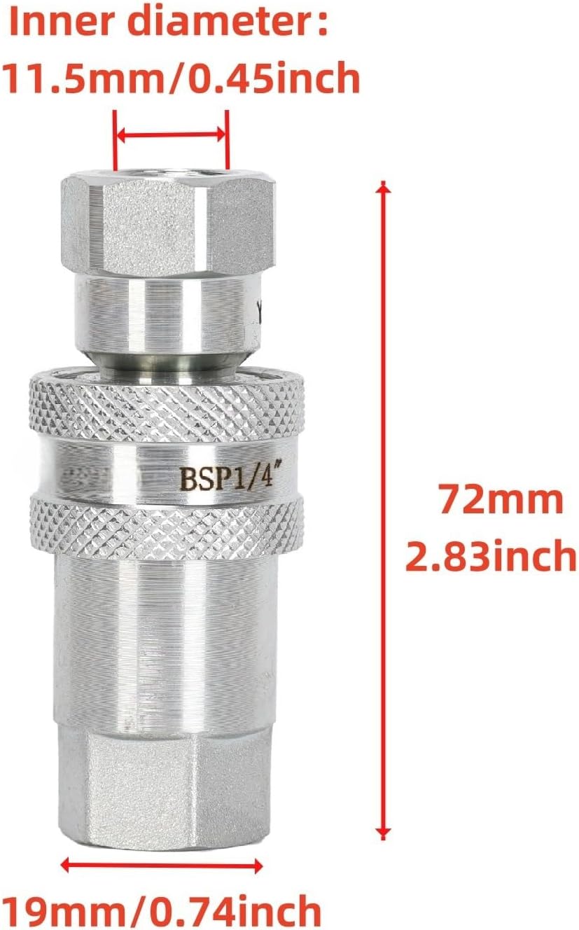 1Set Carbon Steel Hydraulic Quick Connect Coupler Kit G1/4 (BSP)