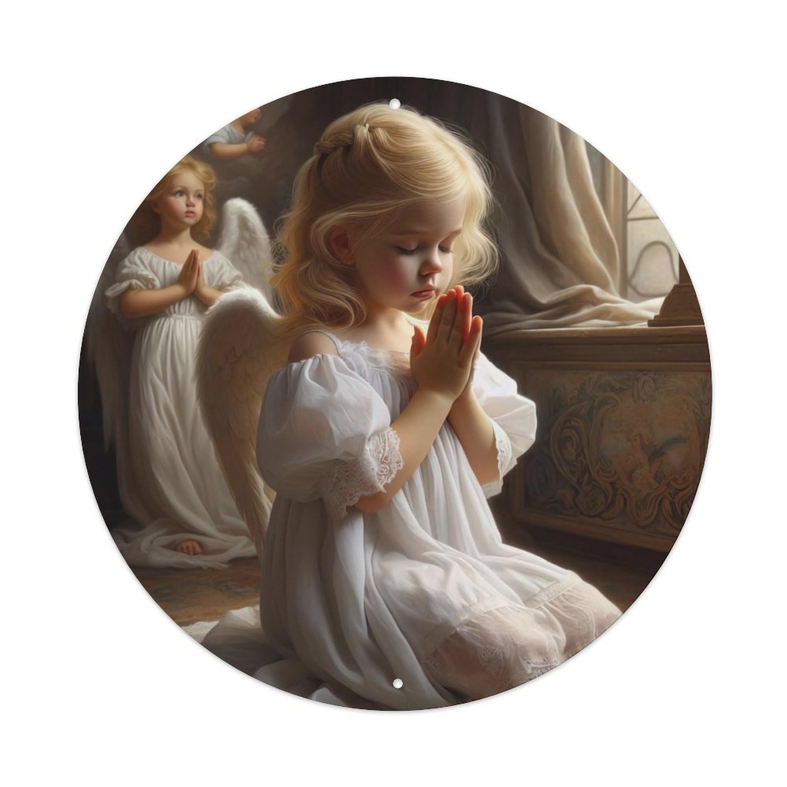 Vintage Angel Little Angels of Prayer Metal Tin Sign
