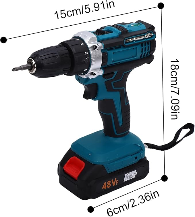 Taladro Inalámbrico FTVOGUE, 2 Velocidades, Batería Recargable 6000mAh, Luz LED miniatura 2