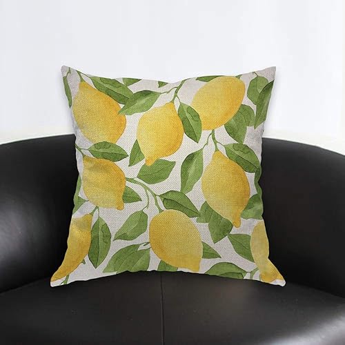 Miniatura 2 de AOYEGO Funda de almohada de limón, árbol frutal, rama saludable, hoja de dibujos animados, naturaleza, madura, vitamina amarilla, 18 x 18 pulgadas,