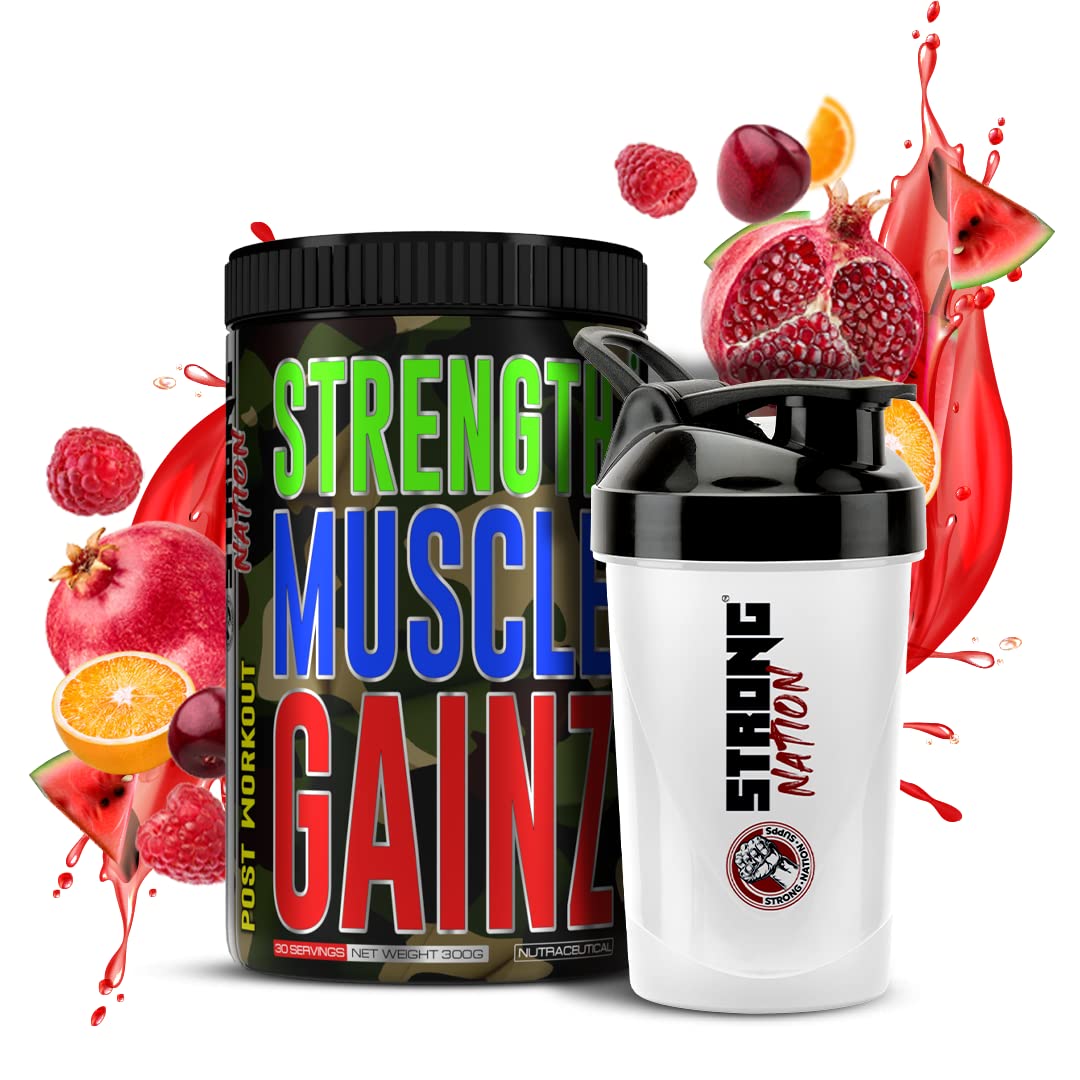 Strong Nation Supps Fruit Punch Strength Muscle Gainz Post-Workout & Recovery L-Creatine Tribules 1000mg