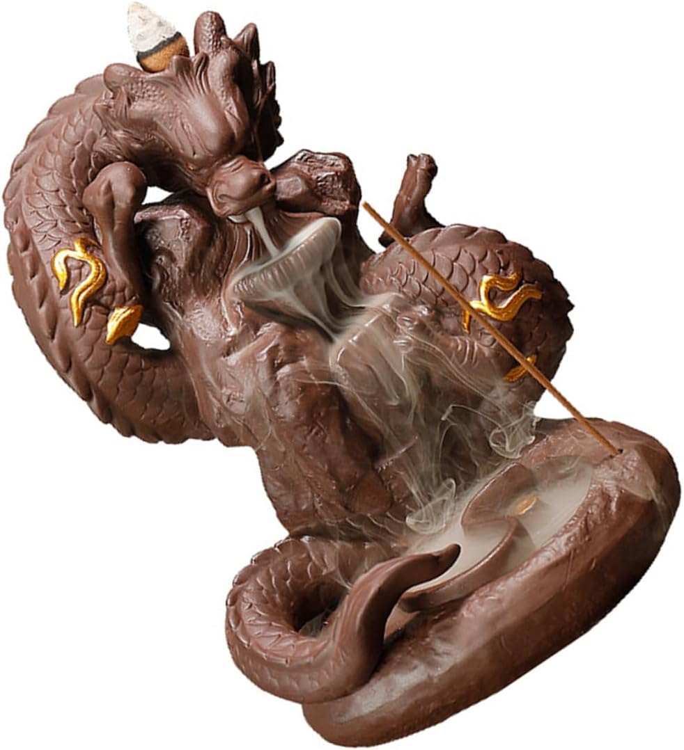Artibetter Dragon Backflow Incense Holder Purple Sand Creative Censer with Waterfall Smoke Effect Decorative Incense Burner for Home Aromatherapy and Desktop Display
