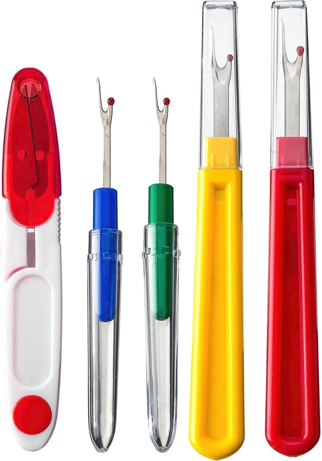 5 Pcs Seam Ripper Set, Big and Small Sewing Stitch, Stitching Thread Unpicker, Seam Rippers for Sewing, Stitch Ripper with Scissor, Storage Bag, for Open Seams Hemming Seams