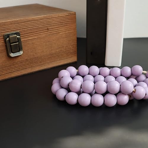 Miniatura 5 de Meplait Guirnalda de cuentas de madera de 39 pulgadas con borlas, cuentas de oración versátiles, estilo bohemio y chic para colgar en la pared,