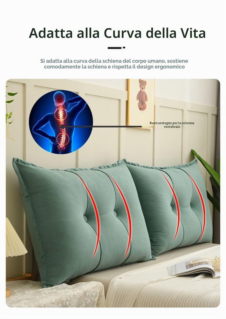 Cuscino per Testiera in Velluto - Grande Cuscino per Schienale con Copertura Rimovibile, Morbido Supporto per Letto, Divano, Tatami, Cuscino per Lettura e Relax in PP Cotone per Camera da Letto