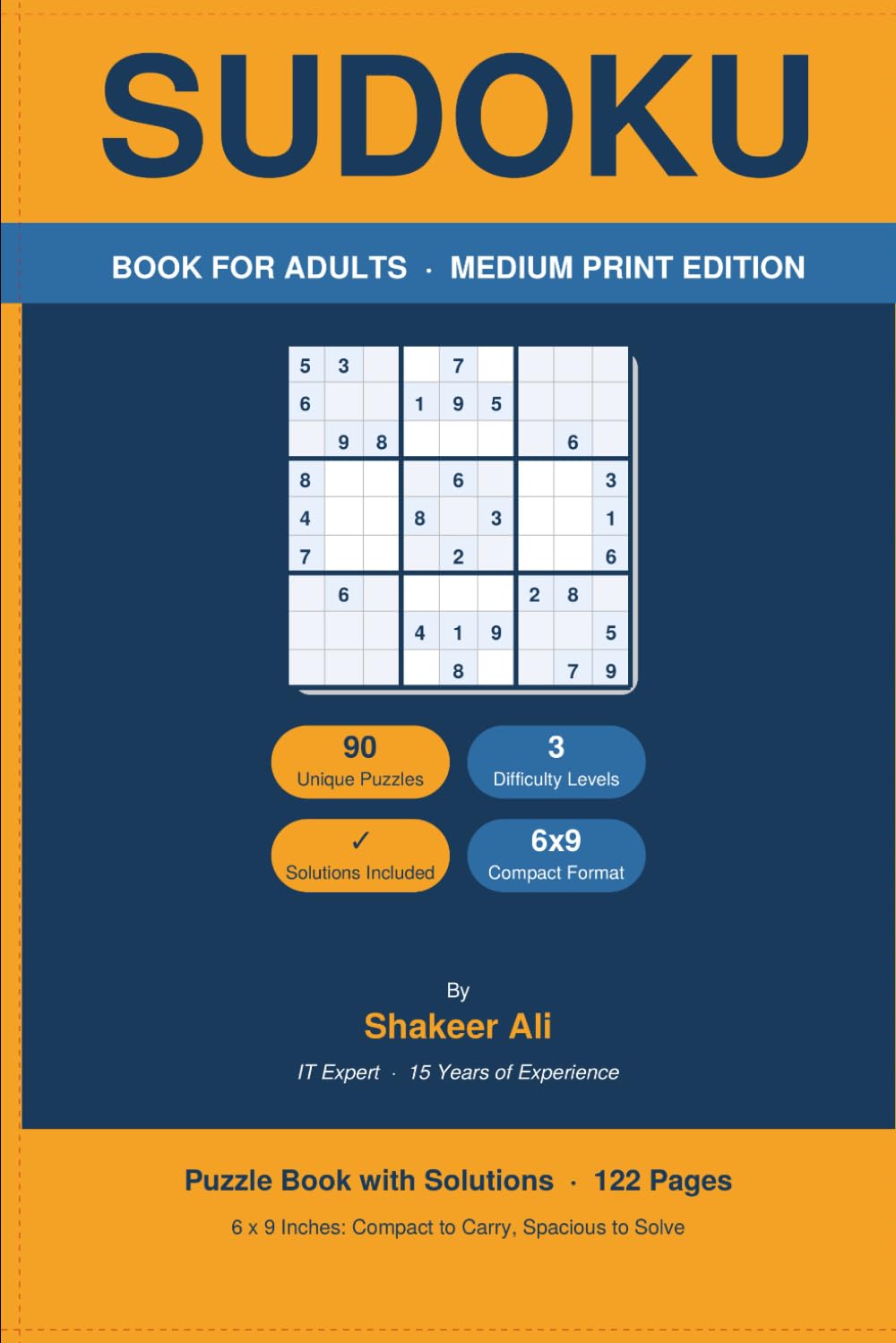 Sudoku Book for Adults Medium Print: Puzzle Book with Solutions