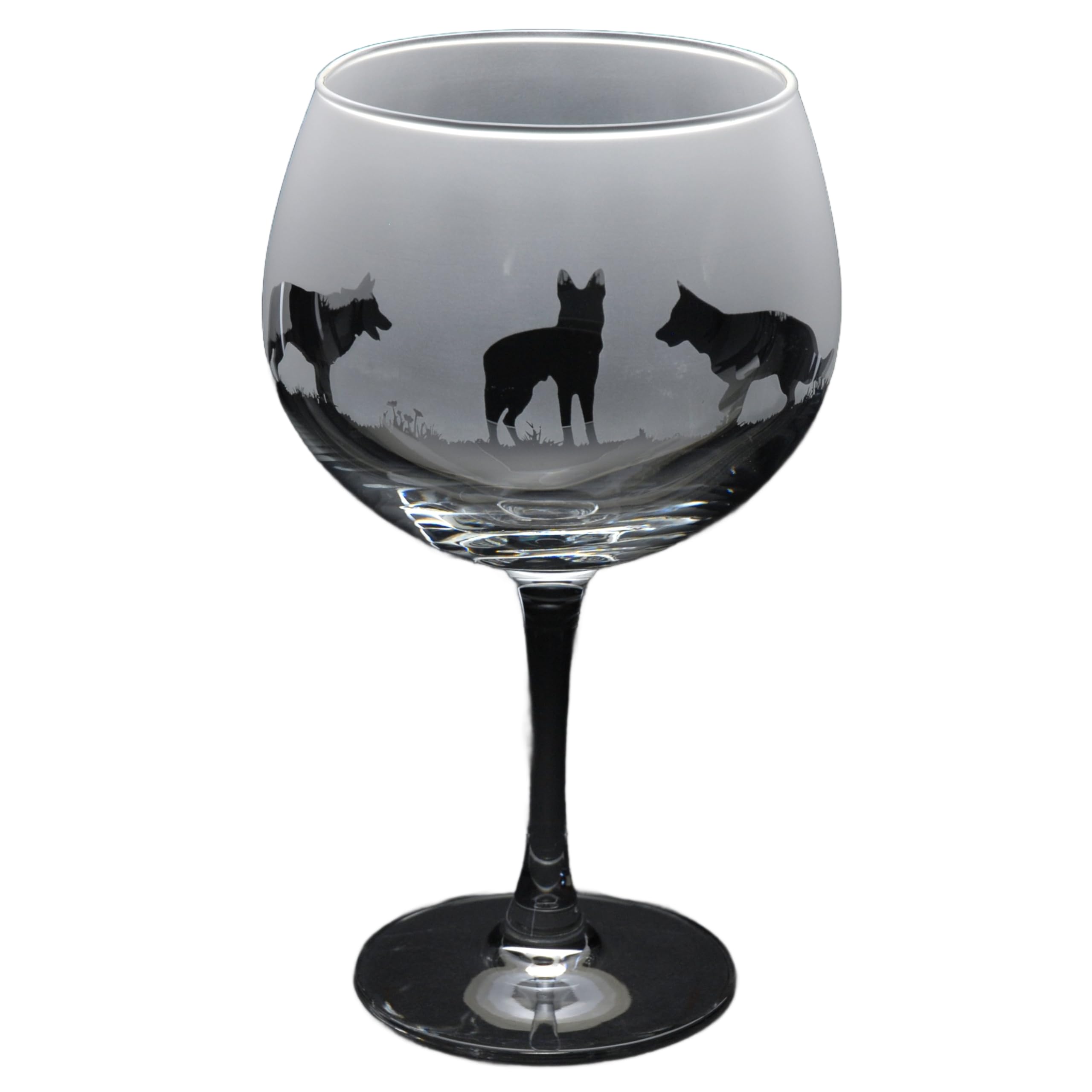 GLYPTIC Glass Art German Shepherd Dog Frieze Hand Etched/Engraved Gin Cocktail Glass — image 1