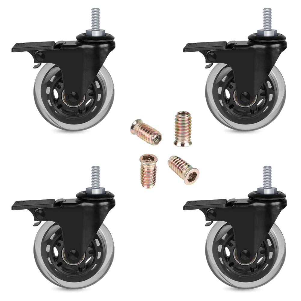 Buy Hirate Threaded Stem Casters 5/16"18UNC with Brake, Set of 4 Heavy