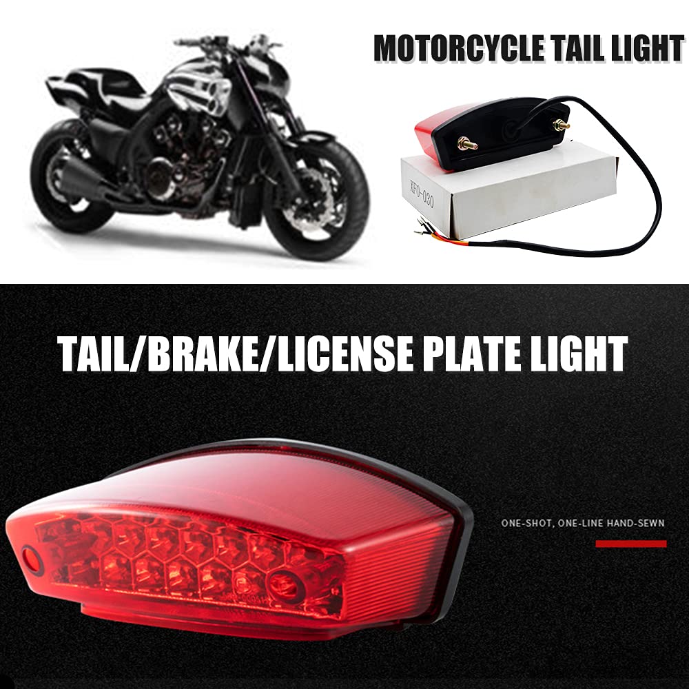 Baceyong 1x 12V Luces de Freno Traseras Universales para Motocicleta, Luz de Freno Trasera, Luz de Placa de Matrícula