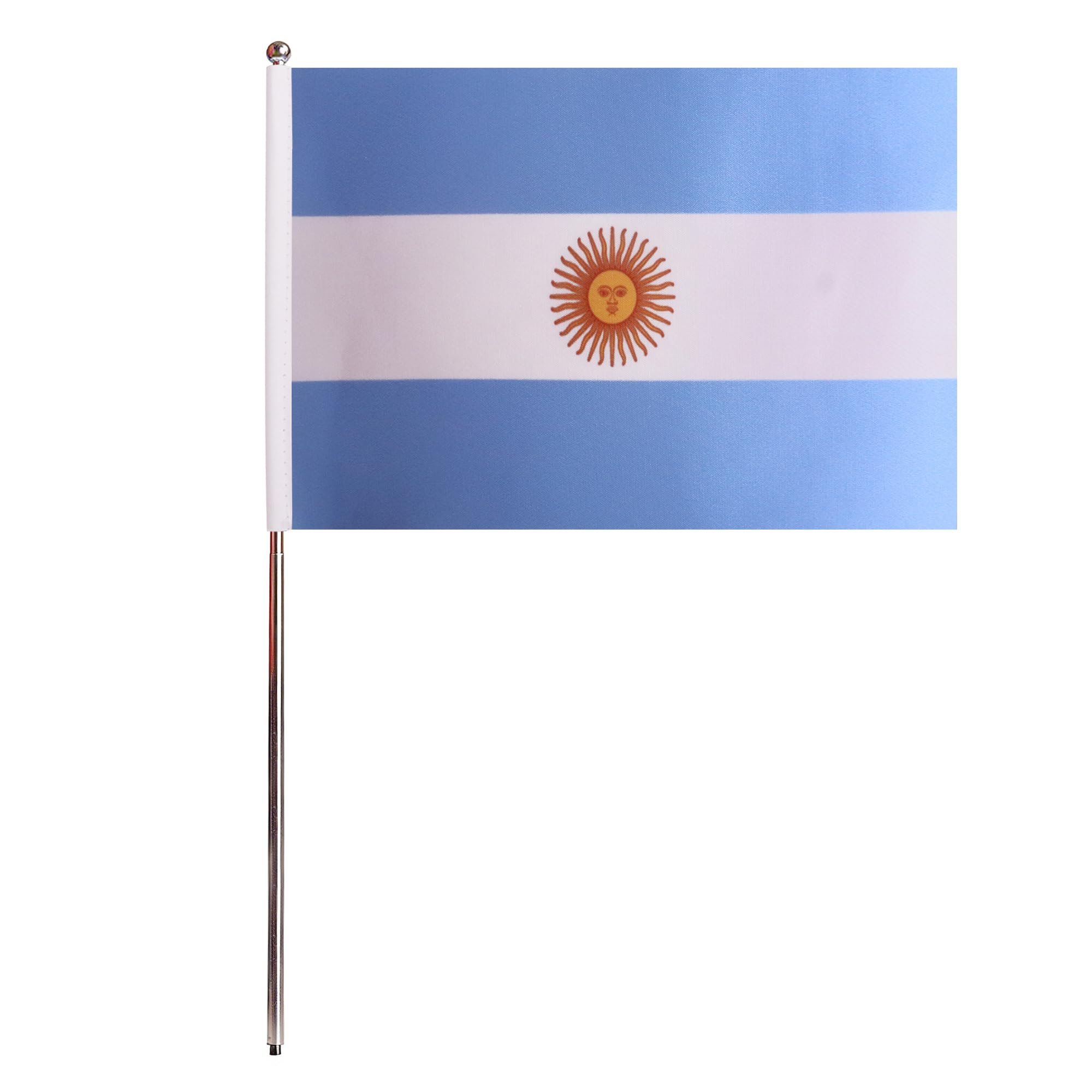 AZ FLAG Bandera de Mesa Argentina 22x15 cm Argentina Satén Base Metal | Uso interior Bandera de escritorio acabado cosido y bordes reforzados con mástil y base metálica