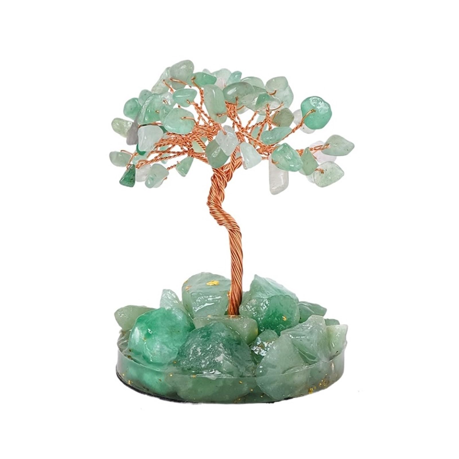 crystal tree， Crystal Stone Tree With Cluster Base Handmade Feng Shui Bonsai Ornament Decoration Fengshui Decorations(Grün)