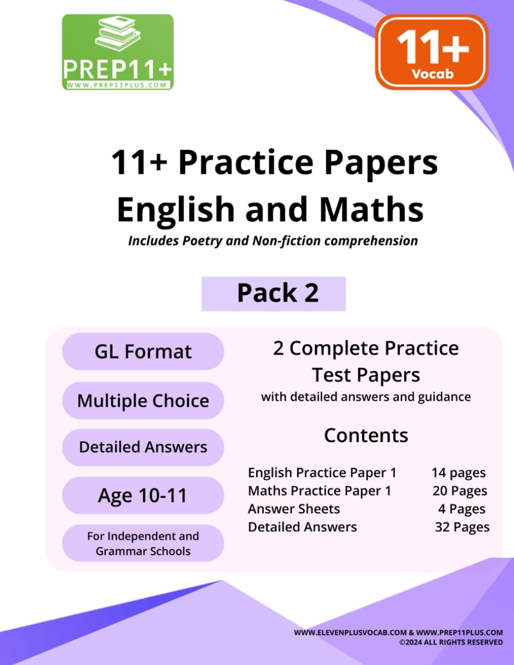 11+ GL Practice Papers - Maths and English - Pack 2 (11+ GL Practice Papers series)