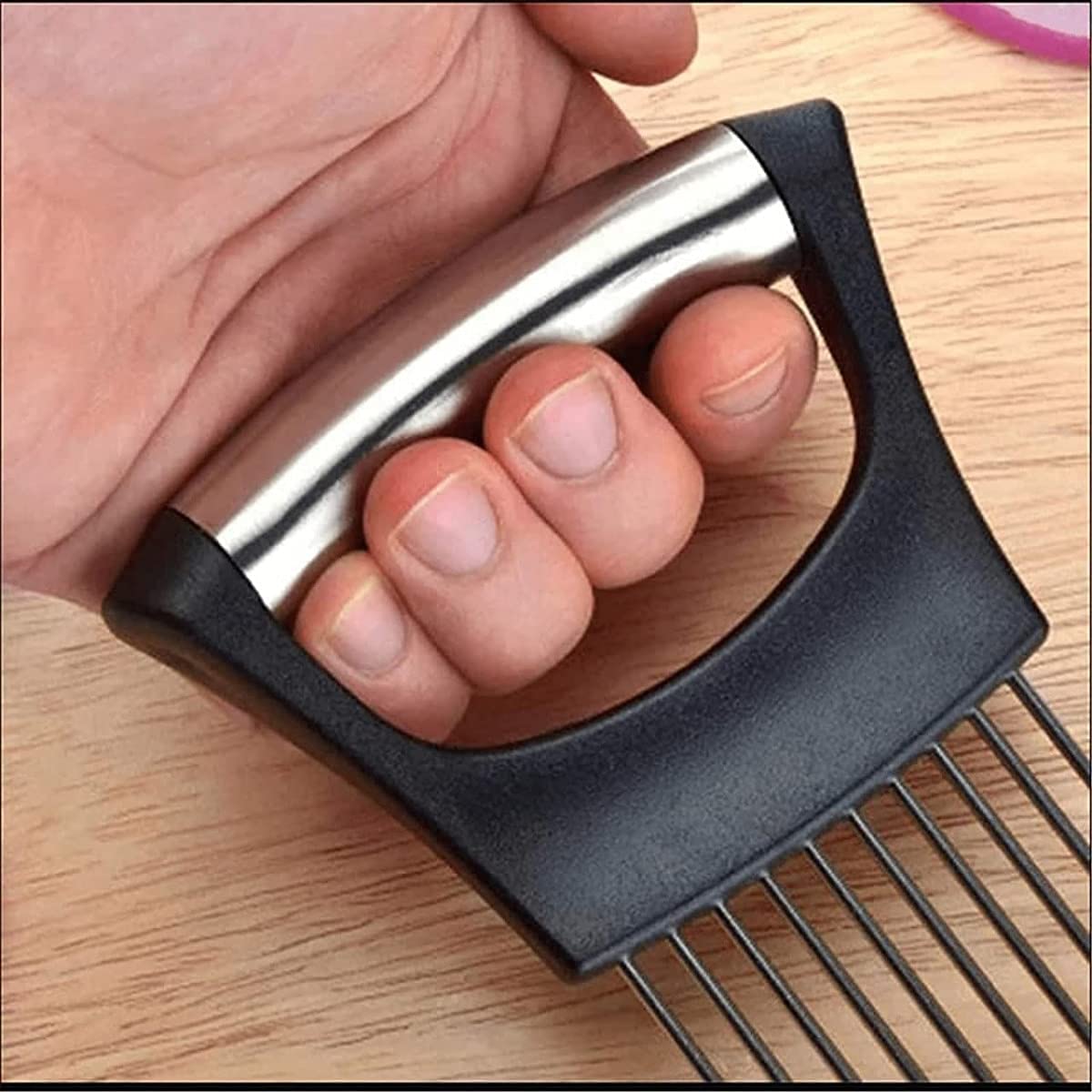 PAGALYetrade Onion Slicer Cutter Vegetable Chopper with Stainless Steel Vegetable Tools Tomato Cutter Kitchen Gadgets Onion Holder for Slicing,Odor Remover Perfect for Potato, Tomato,