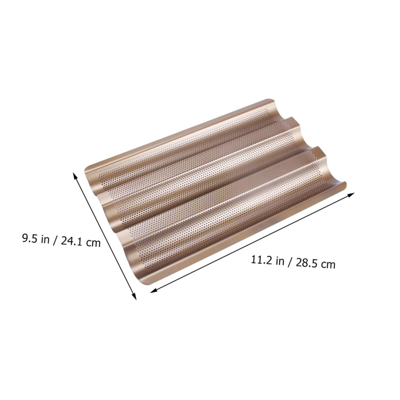 VALICLUD Lot De 2 Moules à Pain Français En Acier Carbone Doré Petit Format, Revêtement Antiadhésif, Perforé Pour Cuisson Optimale, Accessoire Pâtisserie Pour Four Maison