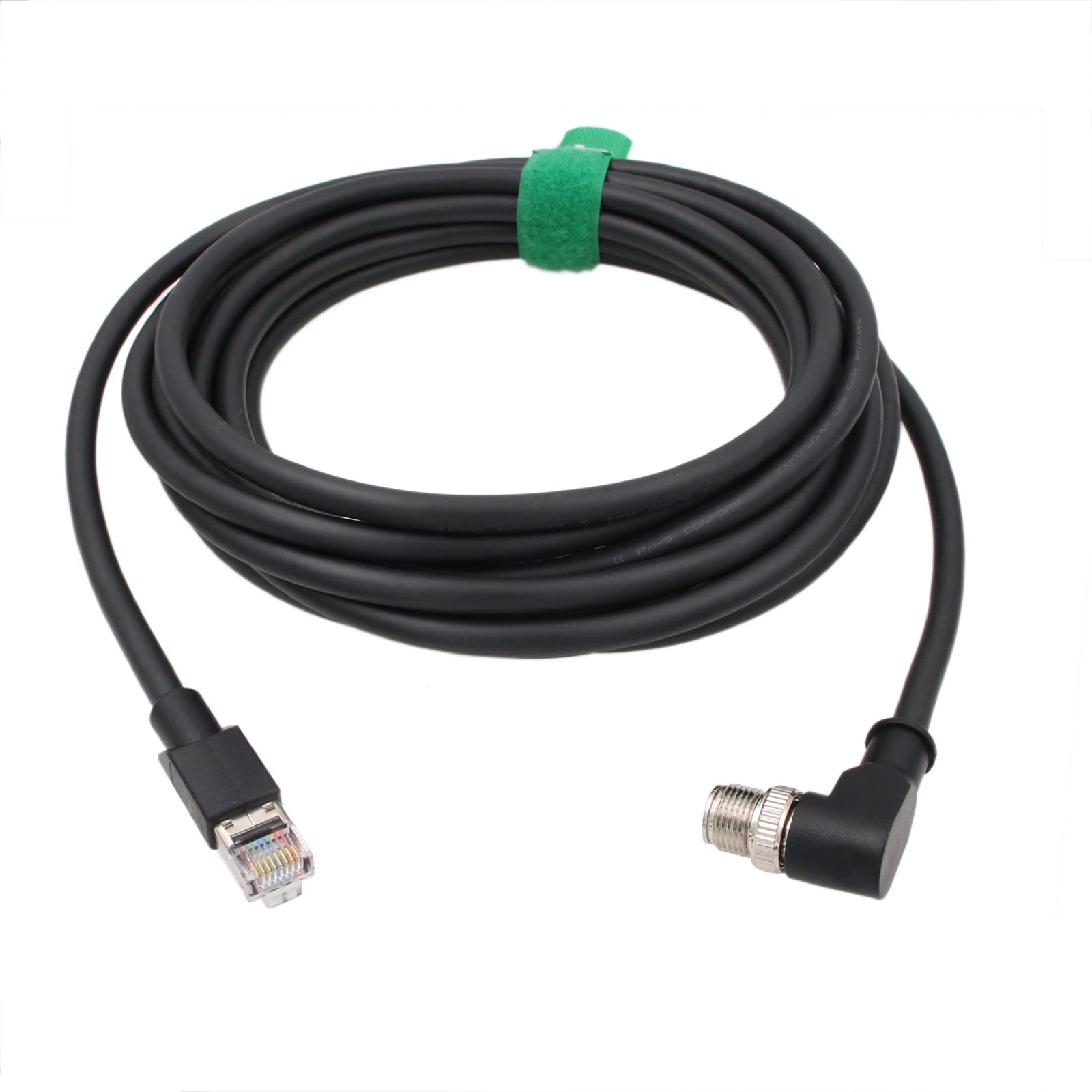 HangTon Cable Ethernet para sensor Cognex Basler, ángulo recto, M12, 8 pines, codificado en X, RJ45, CAT 6A, Gigabit, datos de red de alta velocidad, escudo flexible de 10 m