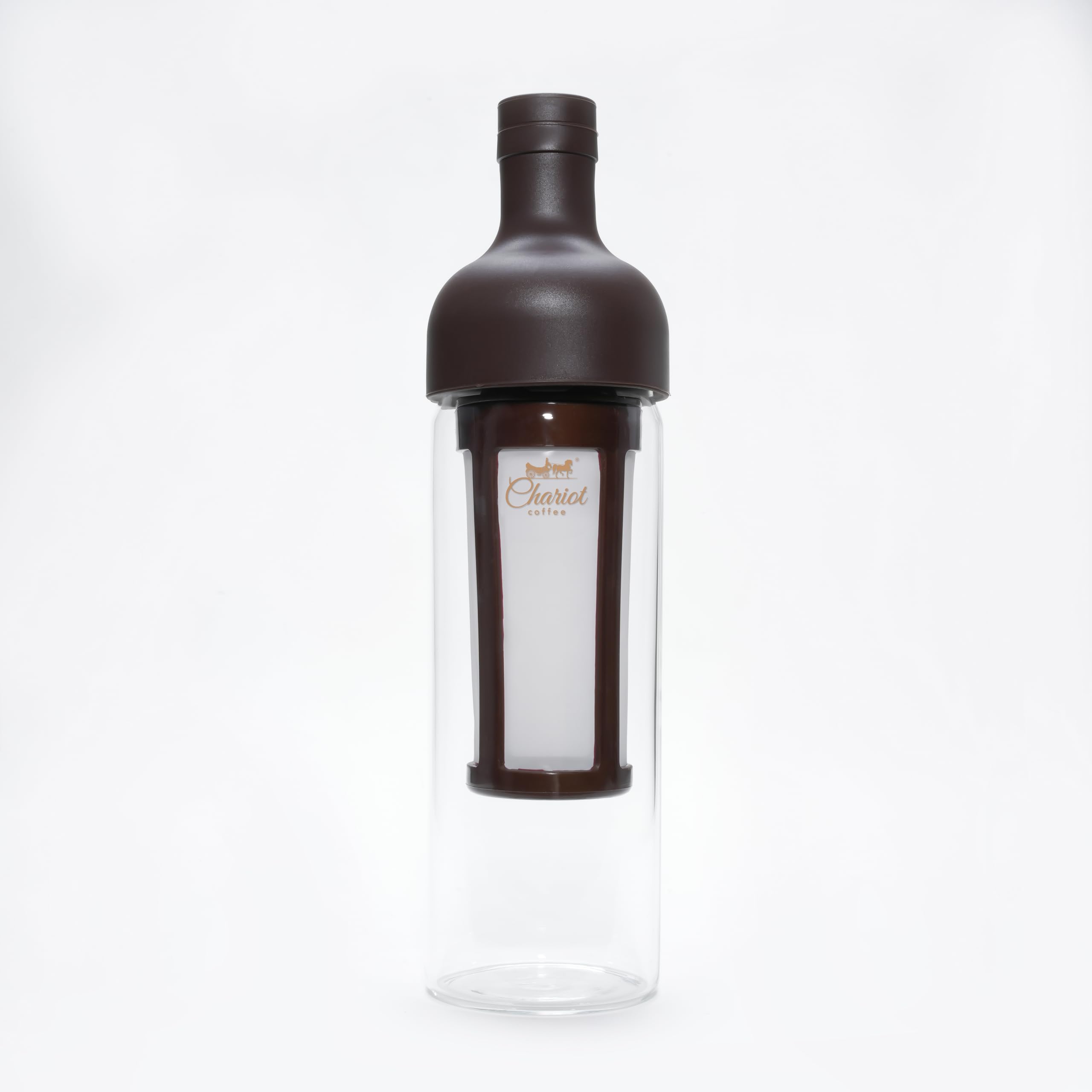 Chariot New York Cold Brew Coffee Bottle 650ml | Reusable Filter Coffee Maker Bottle | Durable Glass with Built-in Filter & Airtight Seal | Easy Homemade Cold Brew & Iced Coffee Maker