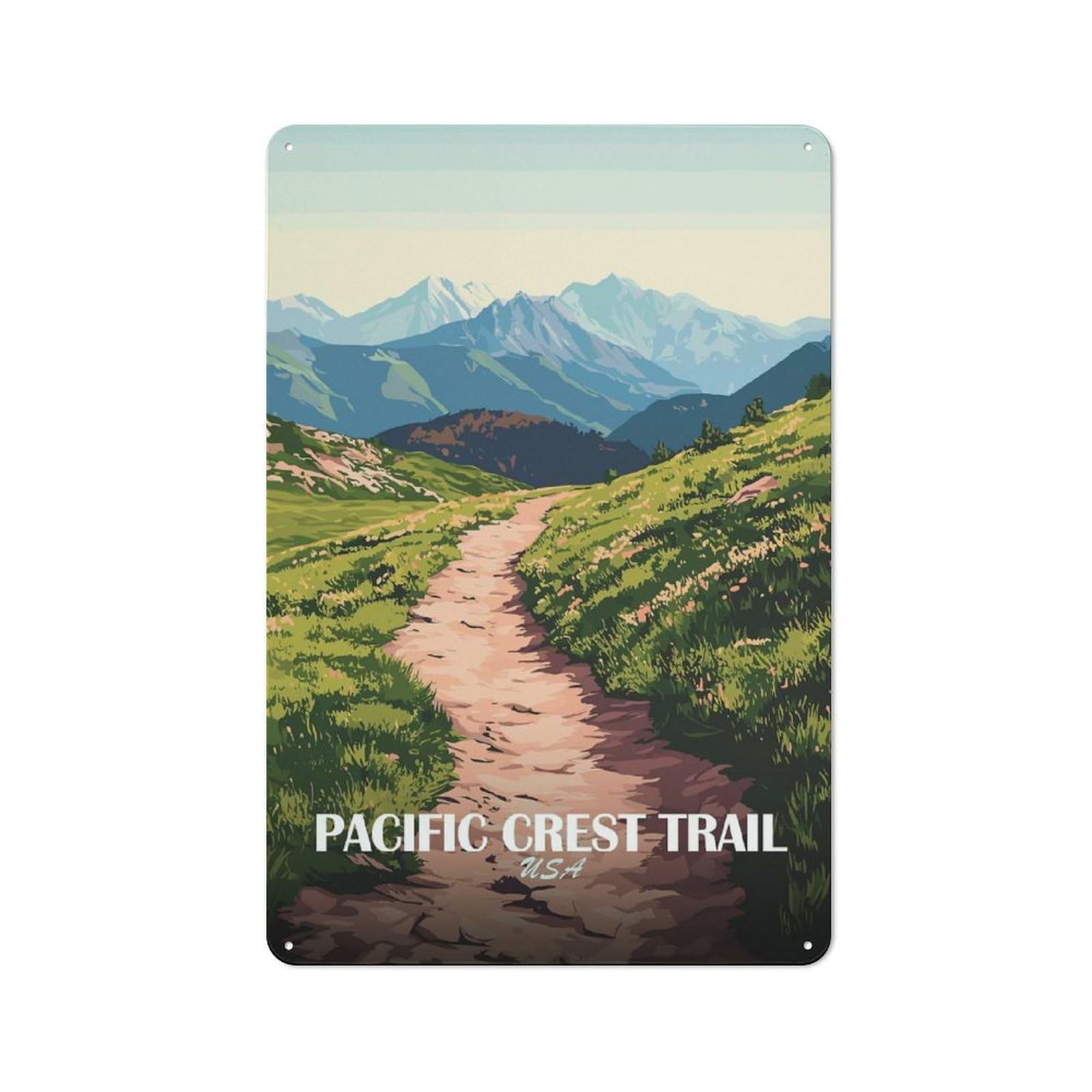 Junmoney Style-22 Retro Tin Sign 30X20cm Featuring Pacific Crest Trail Usa Landscape For Workshop Wall, Gift For Makers And Diy Enthusiasts During The Christmas Season