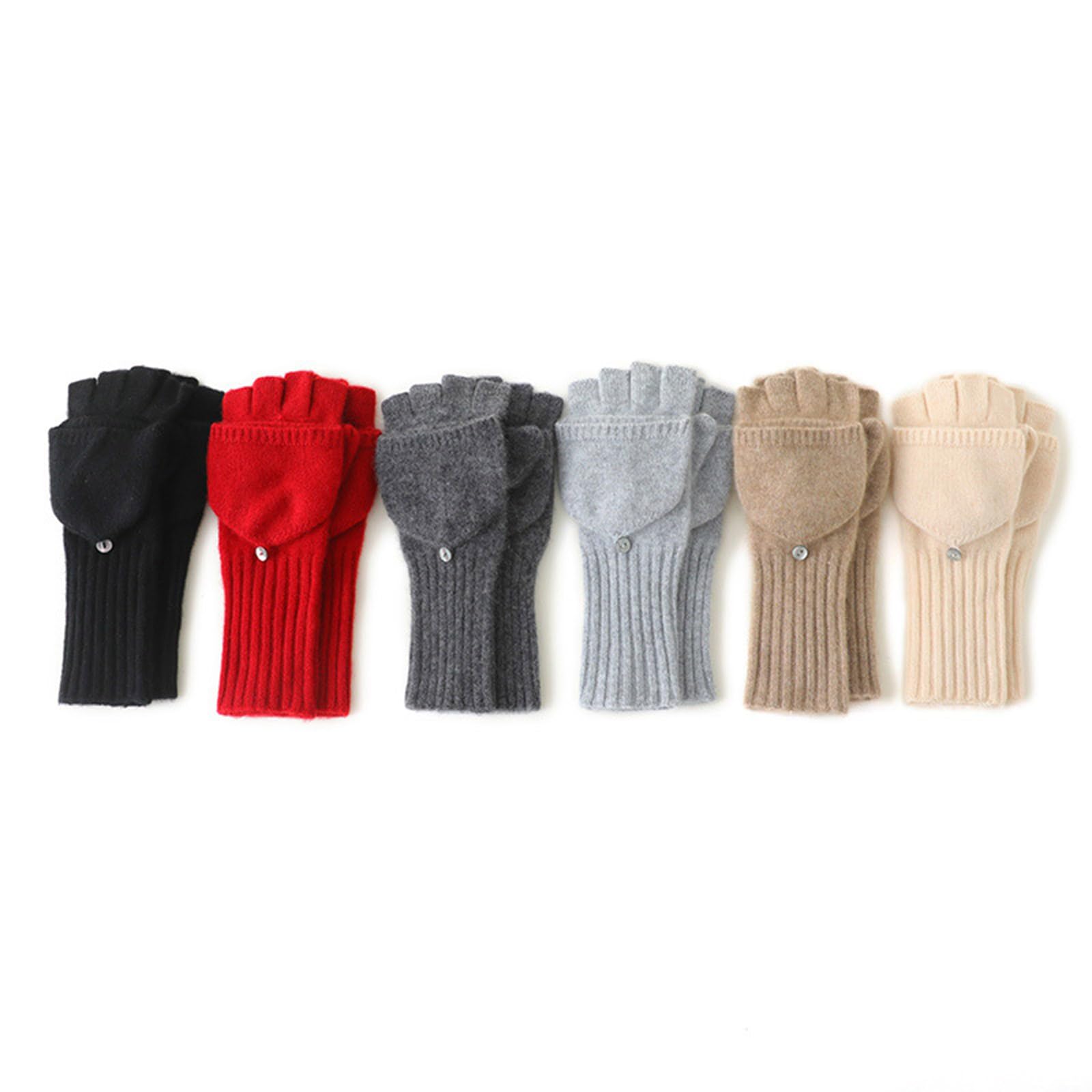 Guantes de invierno unisex de mezcla de lana, medio dedo con parte superior enrollable, para ciclismo al aire libre, accesorio de mano, accesorio de invierno, diseño unisex, mezcla de lana de