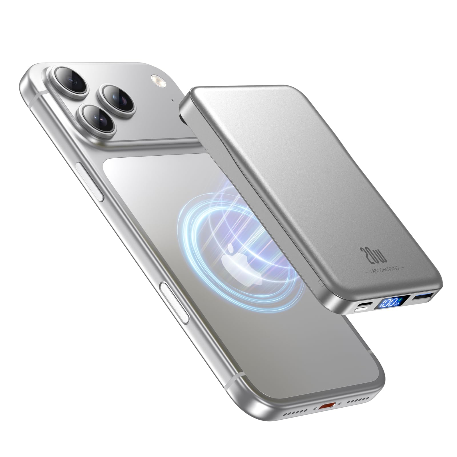 Magnetic Portable Charger, 10000mAh for Magsafe Battery Pack, 20W Fast Charging Power Bank, Travel Essential of Wireless Charger Compatible with iPhone 17/16/15/14/13 Pro/Max/Air/Plus-Gray