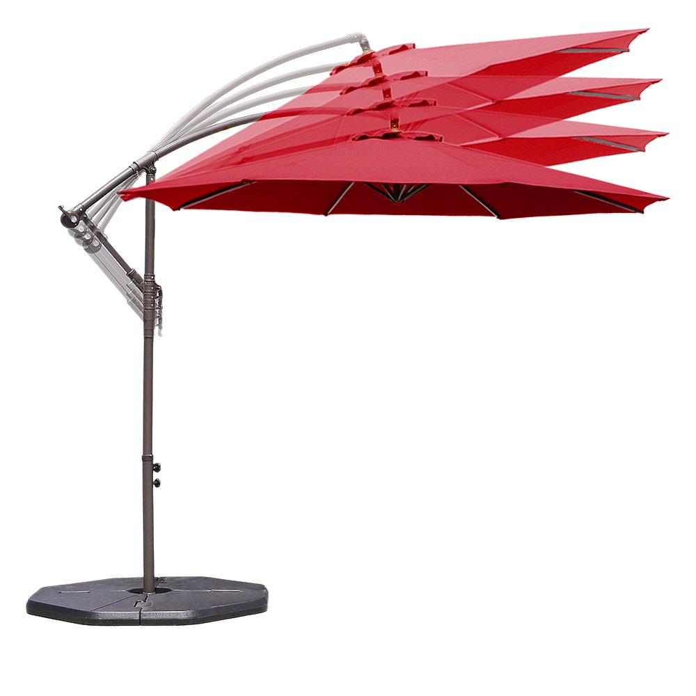 Le Papillon 10-ft Offset Hanging Patio Umbrella Aluminum Outdoor Cantilever Umbrella Crank Lift, Burgundy : Patio, Lawn & Garden