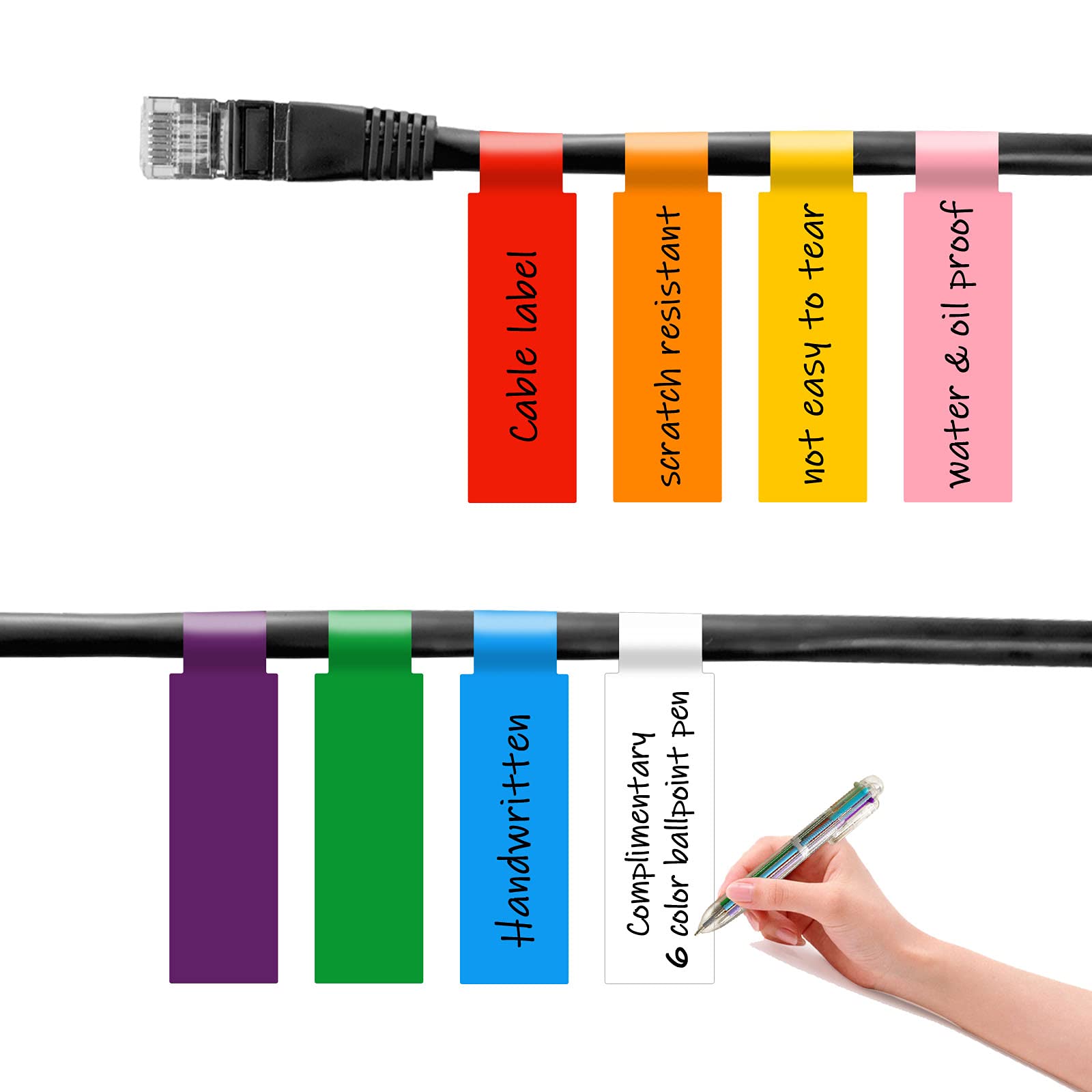 480 Pcs SelfAdhesive Cable Labels Tags for Handwriting, LabelChoice 8