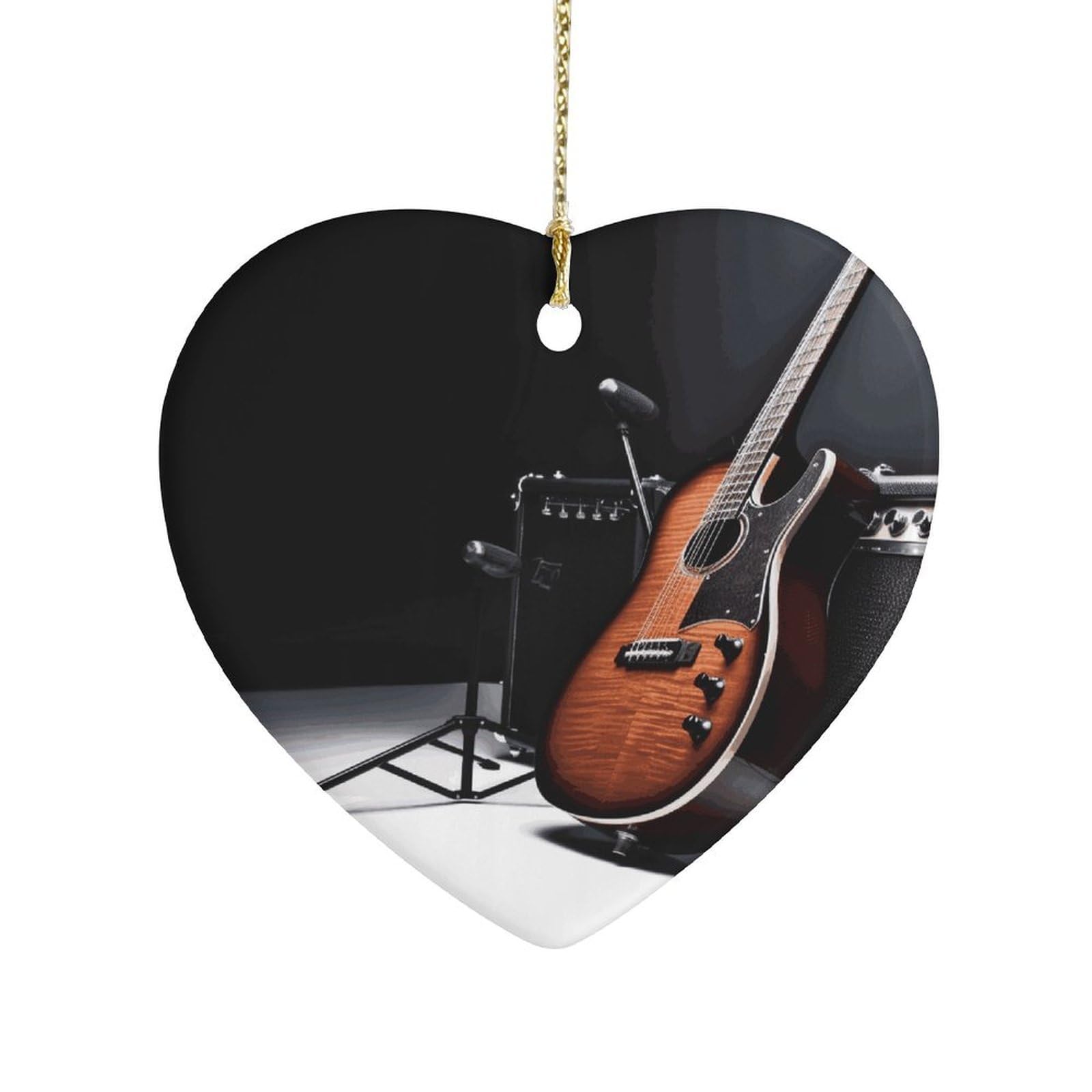 Fekiloot Style Musical Instrument Guitar Ceramic Ornament Home Decor Keepsake