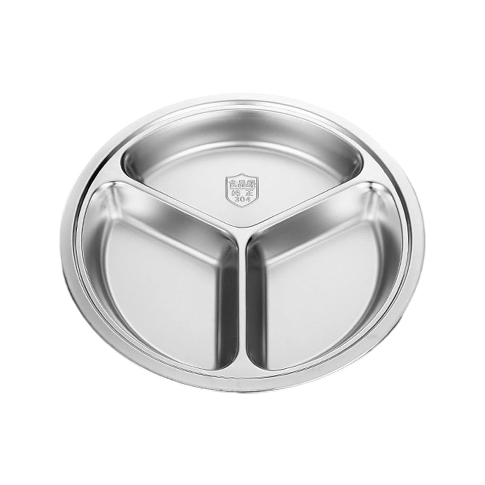 Gtylf Three Grids Multi Section Stainless Steel Round Serving Plate 28Cm Perfect For Meal Organization Microwave Safe Dishwasher Safe Stainless Steel Kitchen