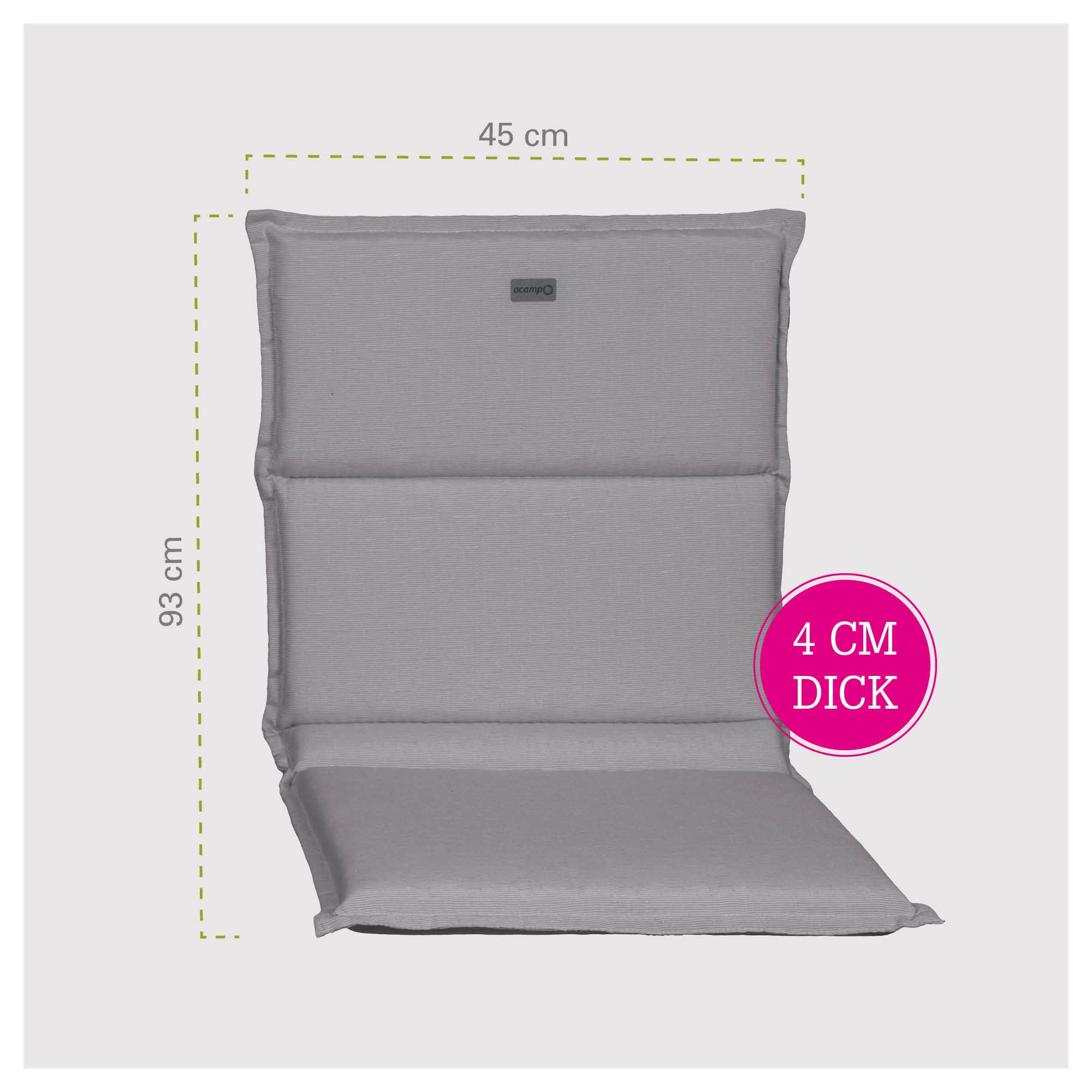 Acamp Niedriglehner Auflage Paddy - Öko-Tex Zertifiziert, Lichtecht, Waschbar In Anthrazit