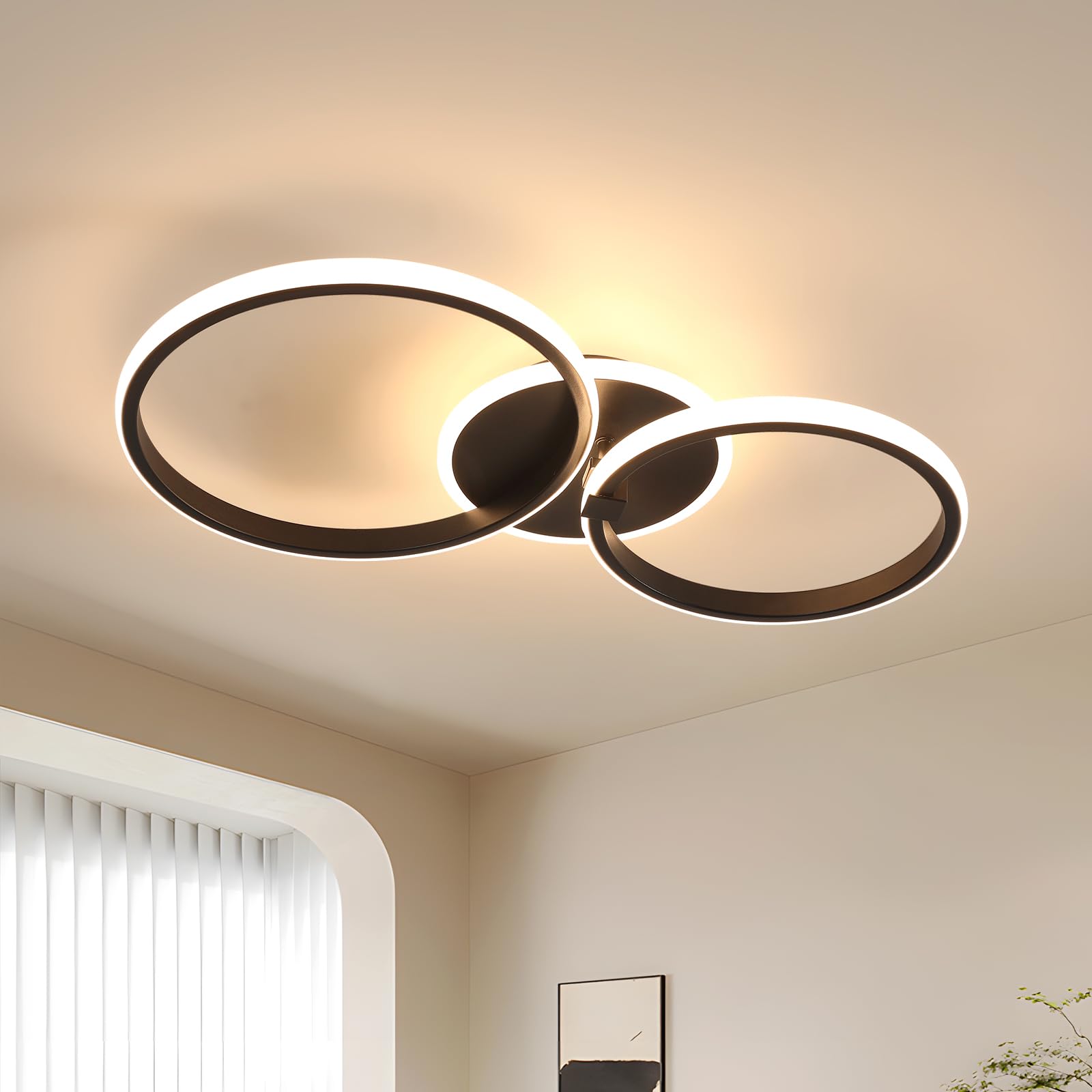 DELIPOP Plafonnier LED, 42W 4725LM Rond Lampe de plafond Noir 6500K | Moderne Luminaire Plafonnier pour Salon, Chambre, Salle à Manger, Cuisine