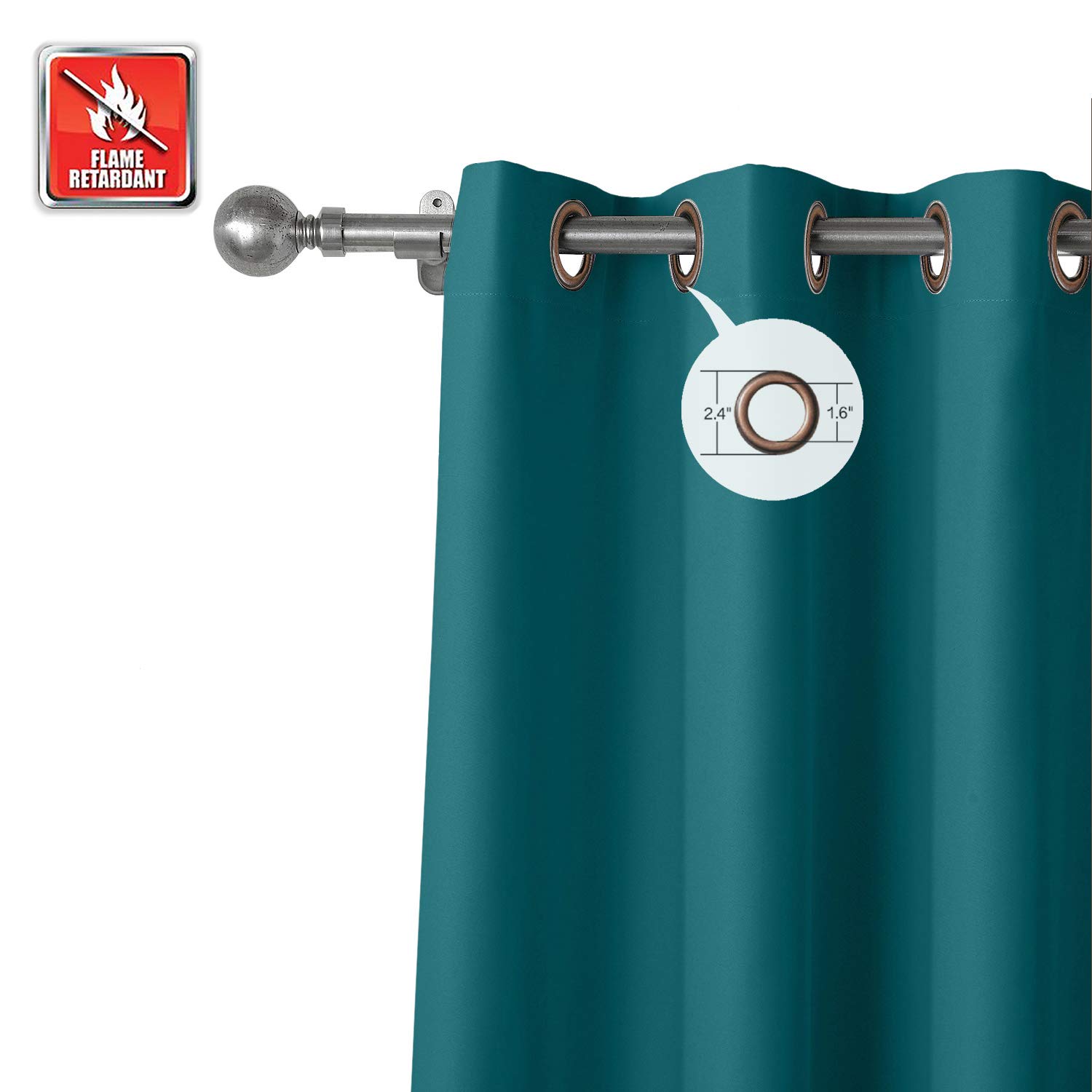 Tende oscuranti isolanti termiche blu Saxony, resistenti al fuoco e ignifughe, 213,4 x 259 cm (larghezza x lunghezza), ideali per casa, ufficio, hotel e cinema, con occhielli in bronzo (1 pannello)