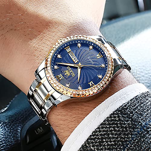 Image of OLEVS Mens Watches Chronograph Luxury Dress Moon Phase Stainless Steel Male Wrist Watch