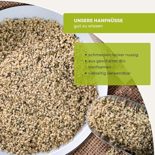 duówell® - Hanfnüsse geschält Bio 500g | Proteinreiche, geschälte Bio Hanfnüsse | Hanfnüsse reich an Omega-3-Fettsäuren, ideal auch für Veganer und Nuss-Allergiker | Inhalt: 500g
