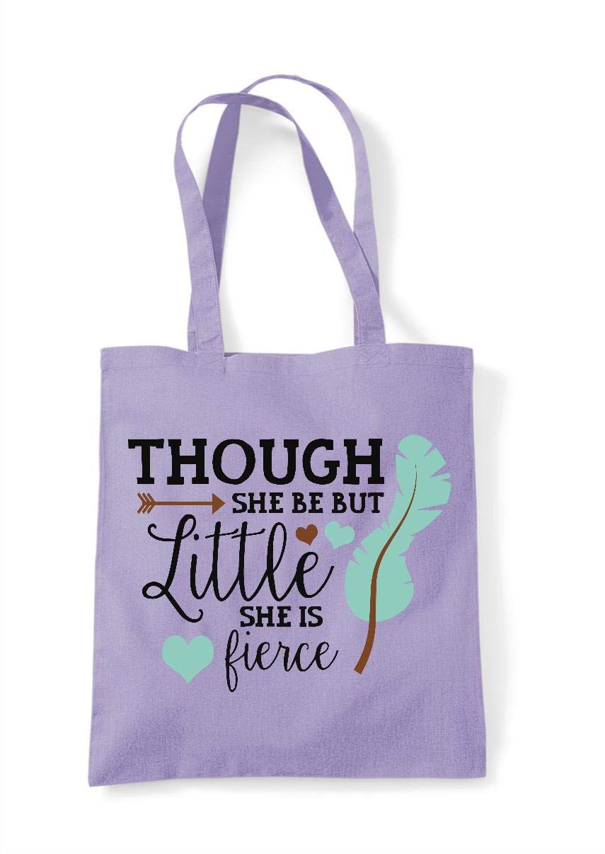 Though She Be But Little She Is Fierce Feather Shakespeare [CMFUN] cotton tote shopping bag - Lavender