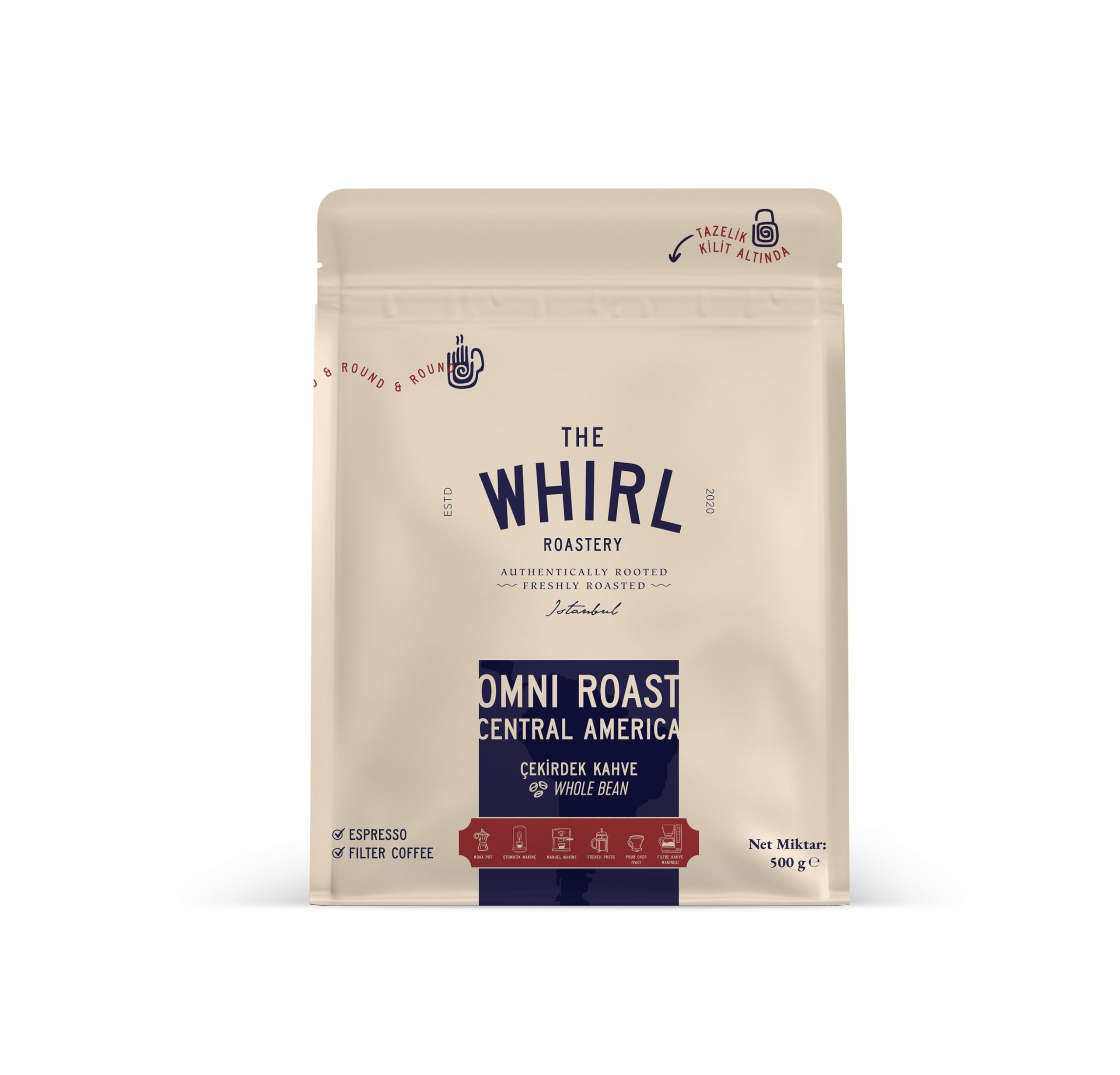 THE WHIRL Omni Roast Central America Çekirdek 500 g (6 paketi)