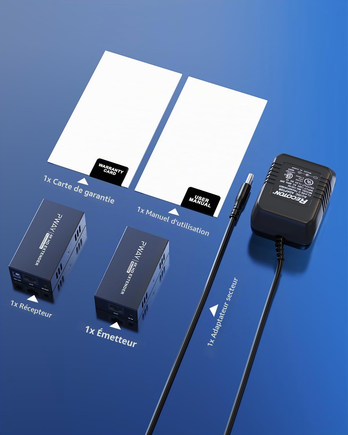 PWAY Extendeur HDMI 60m 4K@60Hz avec Loop Out, Transmission Longue Distance Via Câble Cat6/7, Support EDID/HDCP, Compatible PC, TV, Projecteur, PS5, Xbox – Répéteur HDMI avec Sortie Locale