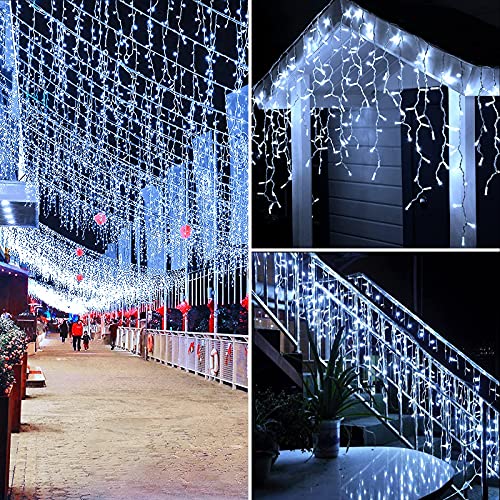 Agirl GP-SW290DC0209-IP44(US)-1CT 400 Led Icicle Lights Outdoor 32.8Ft 75 Drops Icicle Christmas Lights 8 Modes Waterproof Fairy String Lights thumb #6