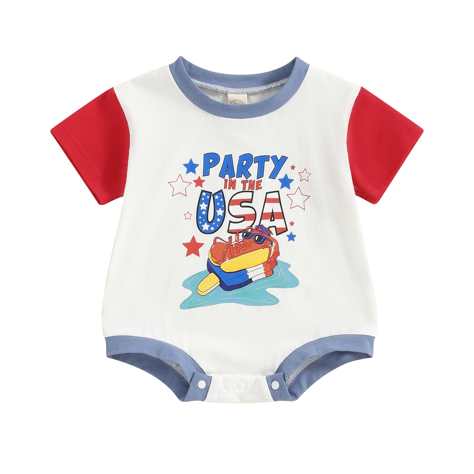 FYBITBO Newborn Baby Boy Girl 4th of July Outfit Bubble Romper Party in the USA Shirt My First Fourth of July Summer Clothes (Party in the USA, 0-3 Months)