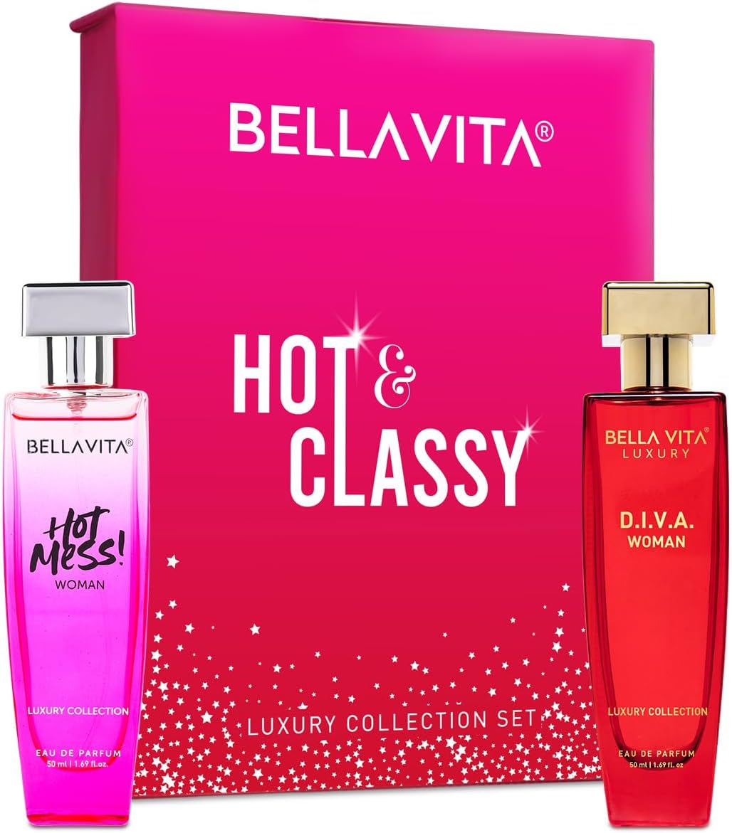 Bella Vita Luxury Hot & Classy Gift Set for Women 2 x 50Ml with Hot Mess, D.I.V.A. Perfume|Floral, Woody Long Lasting EDP Fragrance Scent