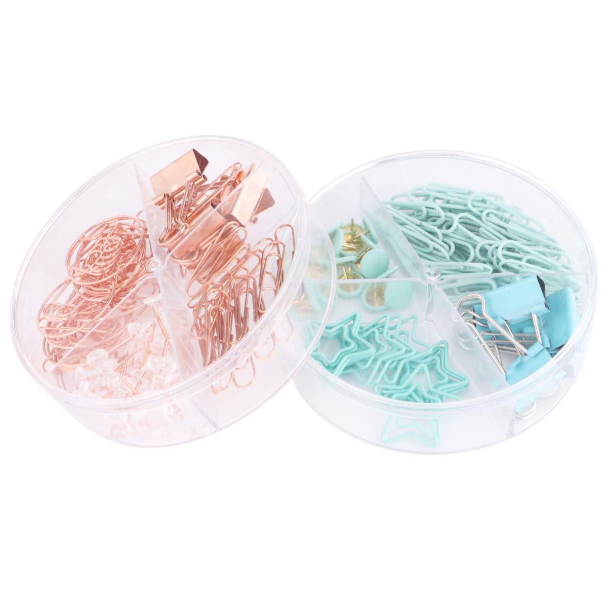 Arbeitsmappe, Dateispeicher, Faltkasten Bindemittelklammern, Buchstabenklammern, Foldback -Bindemittel, 2 Sets Bindemittel Clips Dekorative Papierclips Push Pins Sets mit Kasten for Büroschulenzubehör