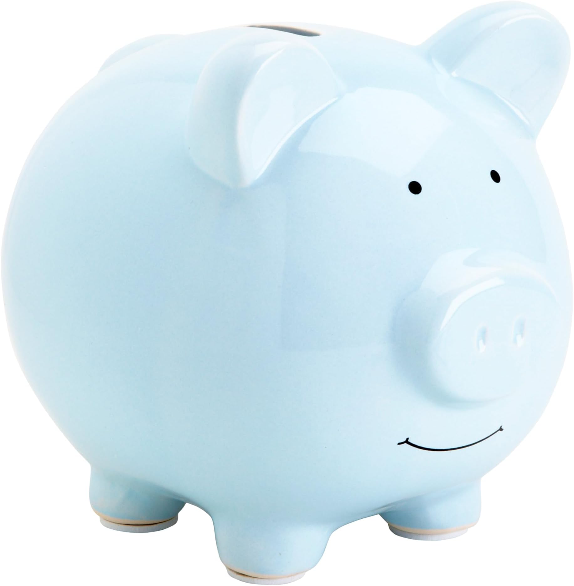 Pearhead Large Ceramic Piggy Bank, Light Blue, Ideal for Boys and Girls, Money Savings and Coin Bank, Perfect Baby Boy Nursery Décor, Kids