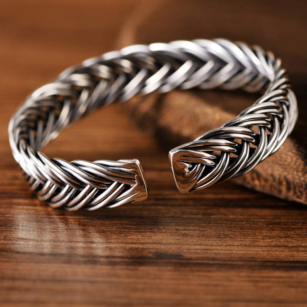 YABEME S999 Silber Armband Wikinger Altmodische Manschette Armbänder Damen Schmuck Handgewebte Personalisierte Kleidung Accessoires Mode Geschenke für Jubiläumsgeburtstage