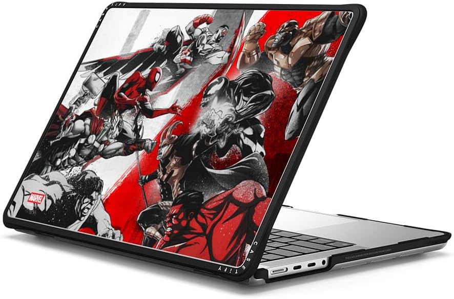 CASETiFY Impact MacBook Pro 14" (M1 - M5) Case [Marvel Colab/Cushioned Impact Corners/Scratch-Resistant/Anti-Slip Grip] - Marvel VS - Clear Black