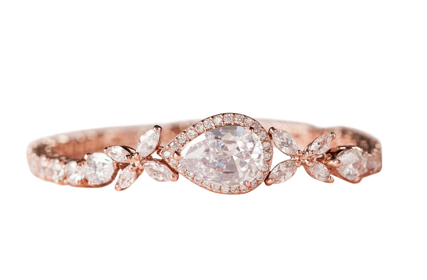 SWEETV Cubic Zirconia Teardrop Tennis Bracelets for Wedding Bridal Jewelry, Crystal Rhinestone Bracelets for Brides,Bridesmaid, Women, Rose Gold (B07TJZD6SC) Amazon Price History, Amazon Price Tracker