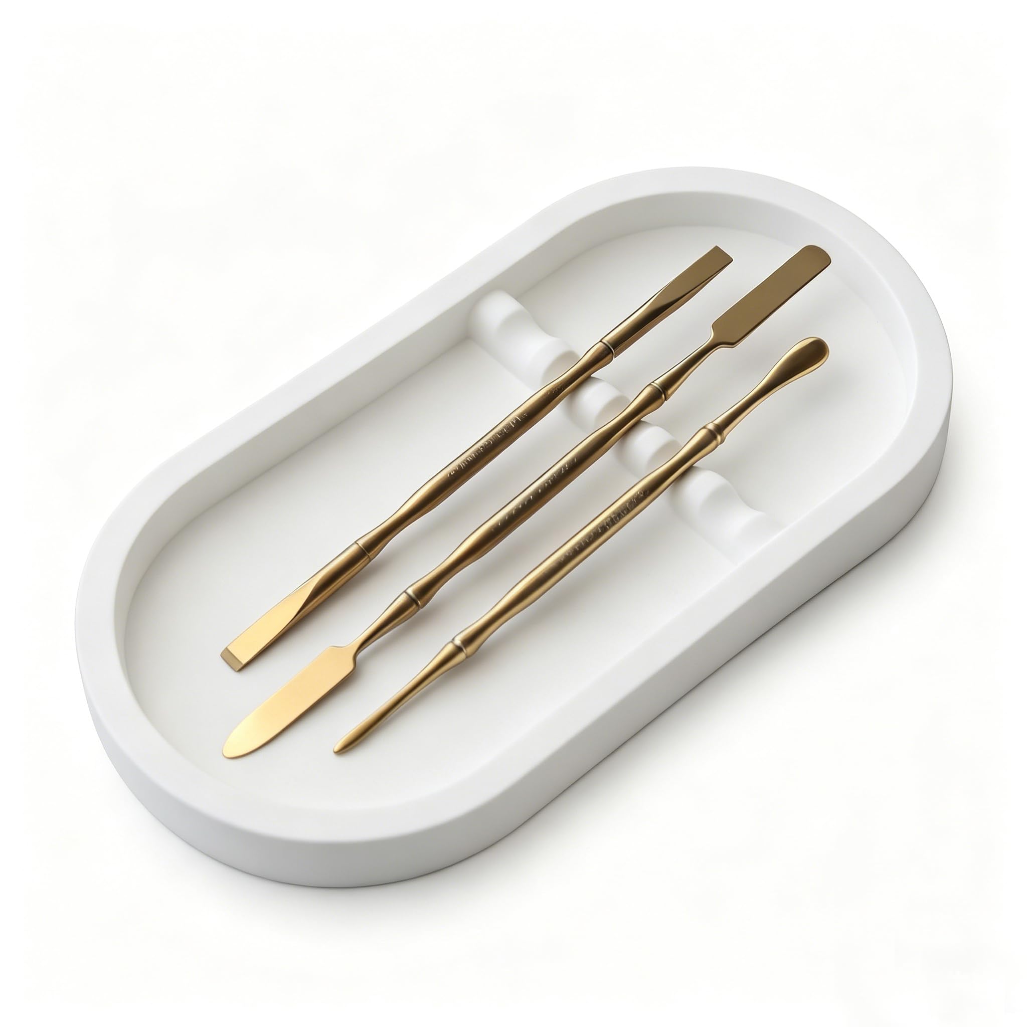 Photo 1 of 1PC Oval Nail Tray with Rest - Manicure Tool Holder, Jewelry Cosmetic Nail Decorations Organizer, Plaster Storage Tray, White, 7.09" Lx3.74 Wx0.59 H