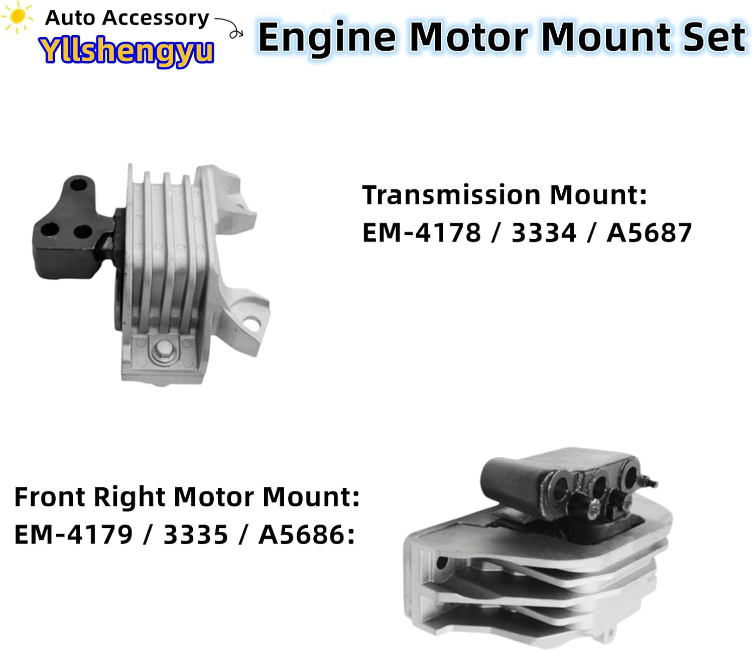 3Pcs Engine Motor & Transmission Mount Kit - Compatible with 2011-2020 Journey 2.4L - Replaces A5686 A5754 A5687 3335 3326 3334