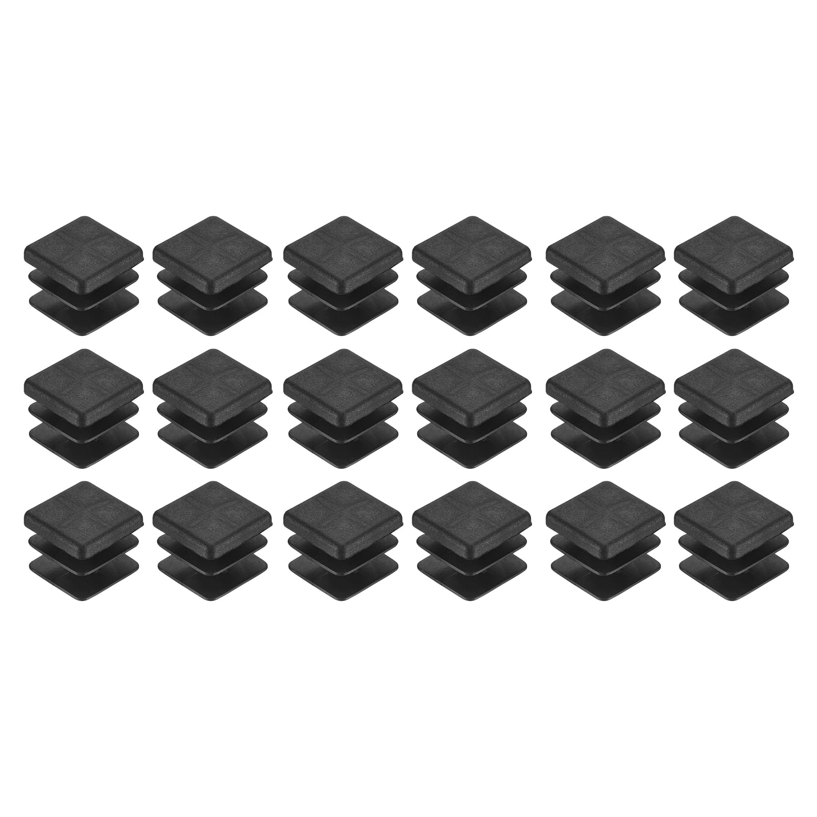 uxcell 18Pcs Square Plastic Plugs, 18 x 18mm/0.71 x 0.71inch PE Pipe Tubing End Caps for 14-16mm/0.55-0.63inch Square Tube Furniture Chair Leg, Black