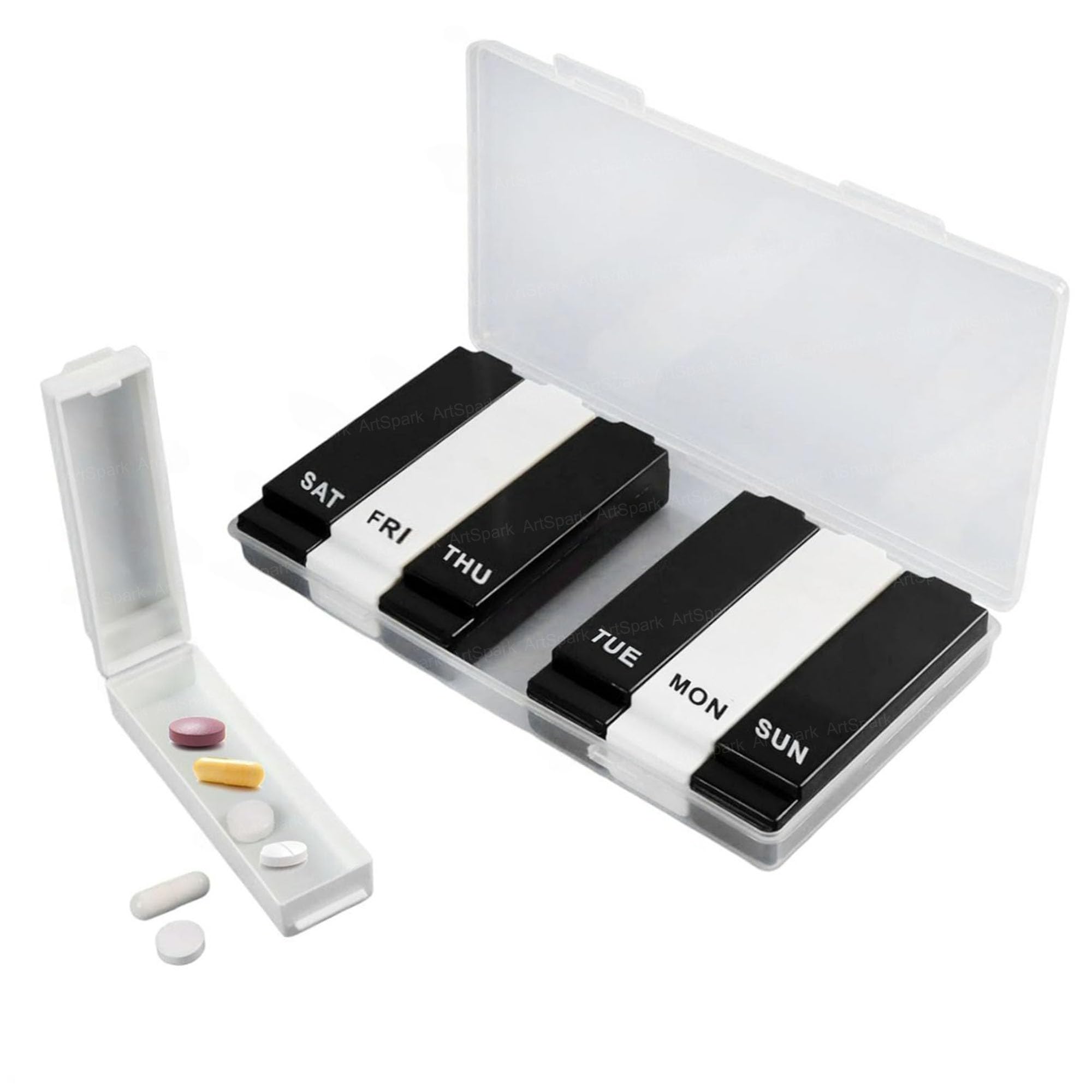 ArtSpark 7 Days Pill Box Organizer with Large Compartments – Weekly Medicine Storage Case for Vitamins, Tablets & Capsules, Travel-Friendly, BPA-Free Daily Pill Dispenser for Home & Elderly Use-image-12
