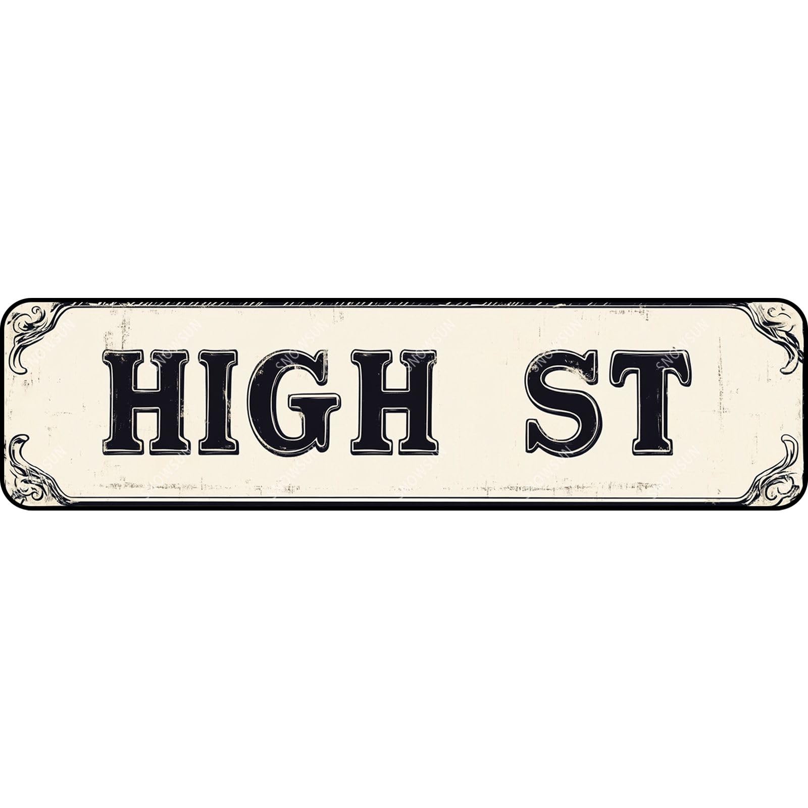 High St Street Tin Sign Aluminum Metal Sign Wall Decor for Home Farmhouse Bar Cafe Fence Yard Decor 4x16 Inch
