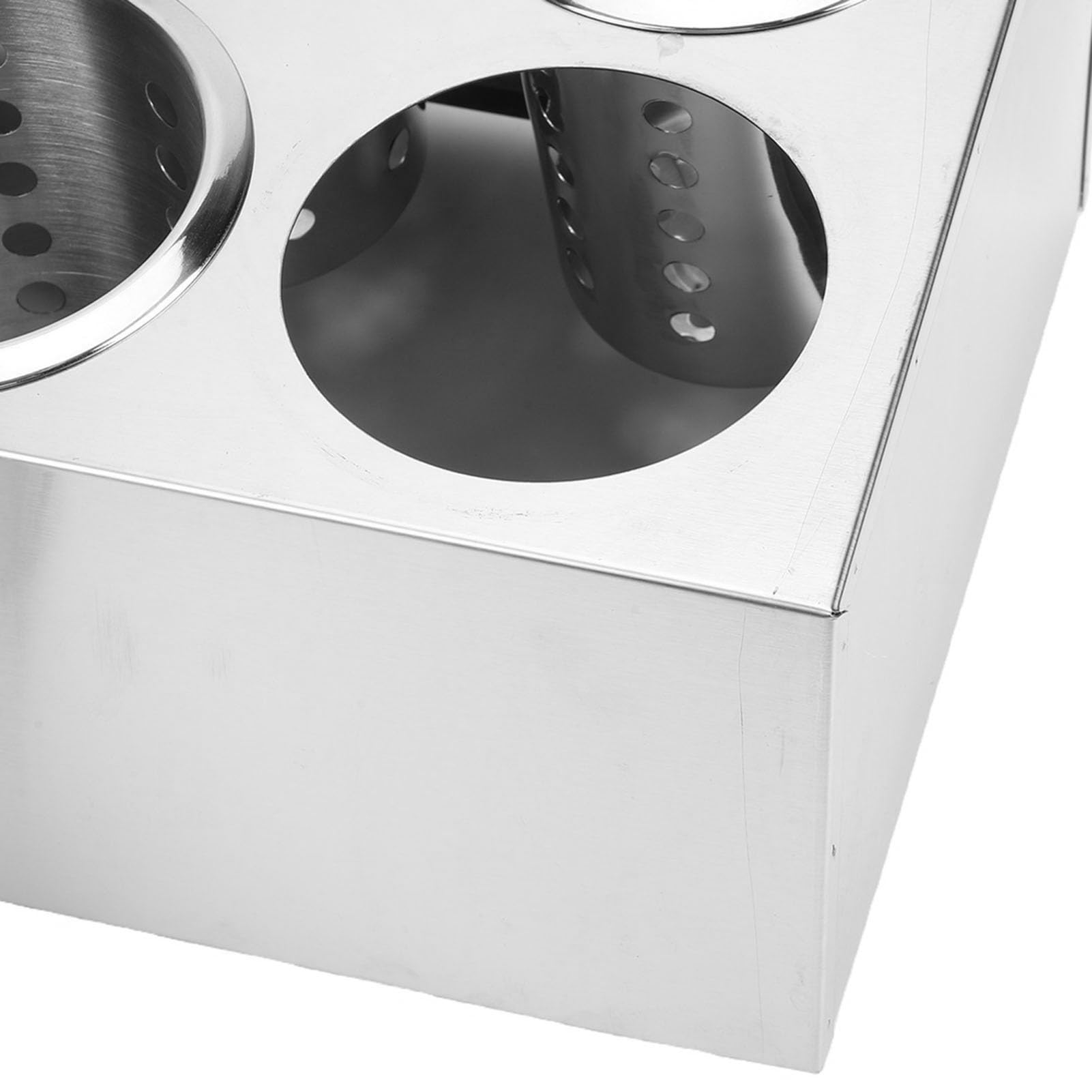 Organizador de Cubiertos Cilíndrico, Soporte para Cubiertos de Acero Inoxidable, Diseño de Partición de 8 Compartimentos con Base Inferior Antideslizante para Almacenamiento