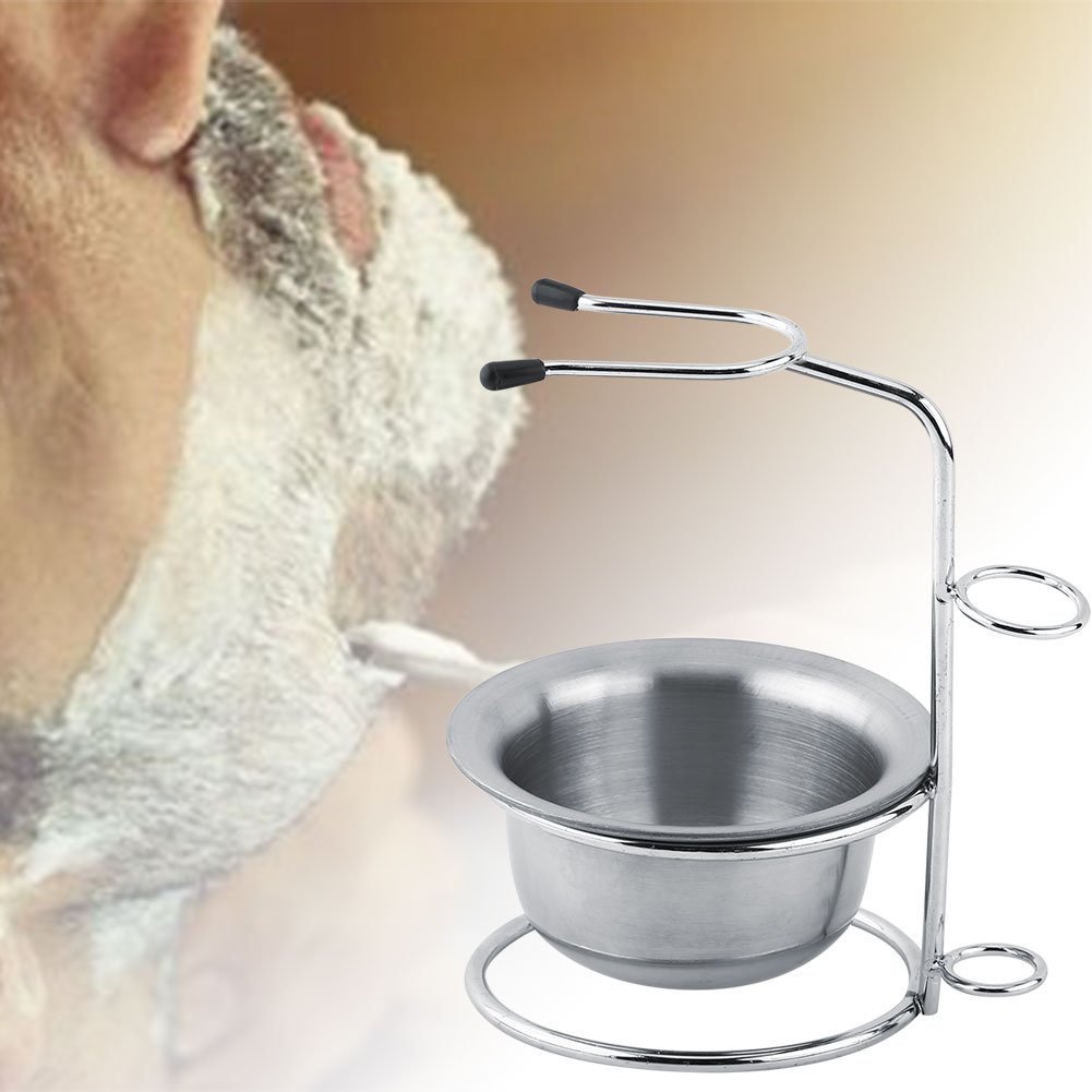 Supporto per set da barba 2 in 1, Set da Barba Uomo 2 in 1, Kit di strumenti per la rasatura da uomo, supporto per pennello da barba in acciaio inossidabile e ciotola per tazza di sapone